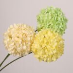 Mixed color faux hydrangea ball stems with full rounded blooms, realistic texture, ideal for wedding decor and event floral arrangements