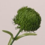 Green faux pom pom allium stem with dense spherical head and needle-like texture, ideal for modern wedding decor and event floral arrangements