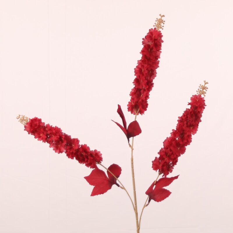 Crimson Red Delphinium Silk Flower Stem for Wedding Arch & Stage Decor