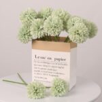 Mint green artificial dahlia bouquet aesthetic indoor display