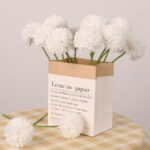White fluffy artificial dahlia bouquet home table floral display