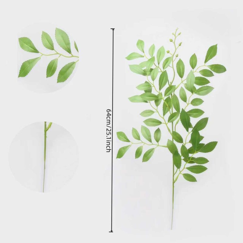 Artificial greenery spray leaf stem, length 64cm/25.1inch.