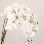 White faux phalaenopsis orchid stem with layered petals and realistic texture, ideal for wedding decor and elegant event floral arrangements