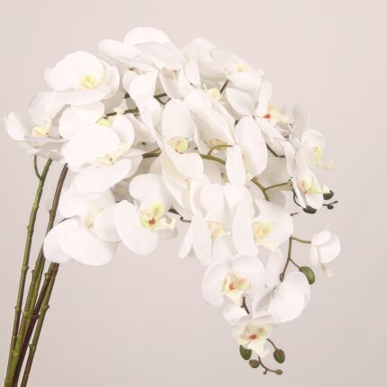 White faux phalaenopsis orchid stem with layered petals and realistic texture, ideal for wedding decor and elegant event floral arrangements
