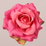 Hot pink faux rose flower head with bold layered petals and realistic texture, ideal for wedding decor and event floral arrangement