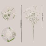 White faux baby's breath spray with size reference and detailed small blooms for wedding decor and event floral arrangement