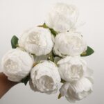 Pure white artificial peony bouquet for wedding centerpiece decoration