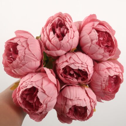 Rose pink artificial peony bouquet for wedding floral decoration
