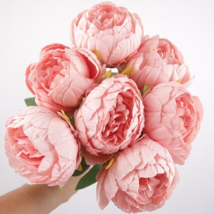 Dusty rose pink artificial peony bouquet for wedding decoration