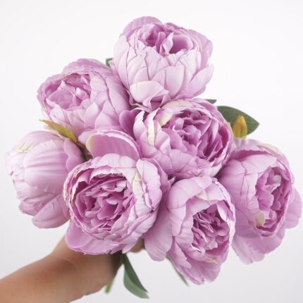 Lavender purple artificial peony bouquet for wedding decoration
