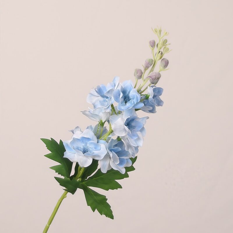 Light blue artificial delphinium flower stem for wedding floral arrangement