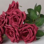 Burgundy red artificial roses bouquet for wedding and floral arrangement