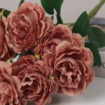 Dusty rose brown artificial garden roses bouquet for wedding decoration