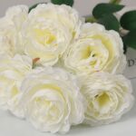 Ivory champagne artificial garden roses bouquet for wedding centerpiece