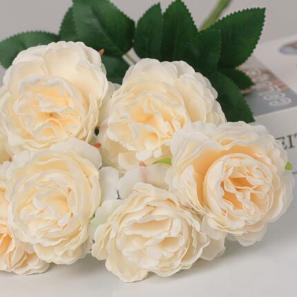 Vanilla cream artificial peony bouquet for wedding centerpiece