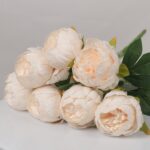 Champagne ivory artificial peony bouquet for wedding centerpiece