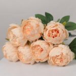 Peach champagne artificial peony bouquet for wedding floral arrangement