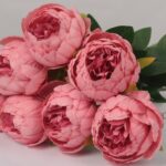 Rose pink artificial peony bouquet for wedding floral decoration