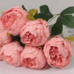 Dusty rose pink artificial peony bouquet for wedding decoration