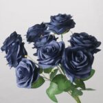 Navy blue faux rose bouquet with layered realistic petals for wedding decor and elegant event floral arrangement styling