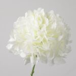 White faux hydrangea stem with voluminous layered petals for wedding decor and elegant event floral arrangement design