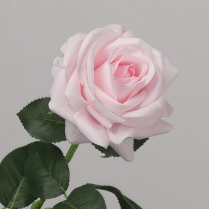 Light blush faux rose stem with soft layered petals for wedding decor and sophisticated event floral arrangement styling