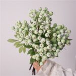 Realistic Frosted Green Artificial Berry Stems