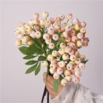 Soft Peach Faux Berry Sprays for Spring Decor