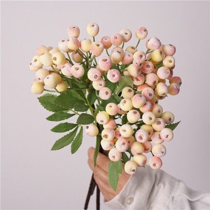 Soft Peach Faux Berry Sprays for Spring Decor
