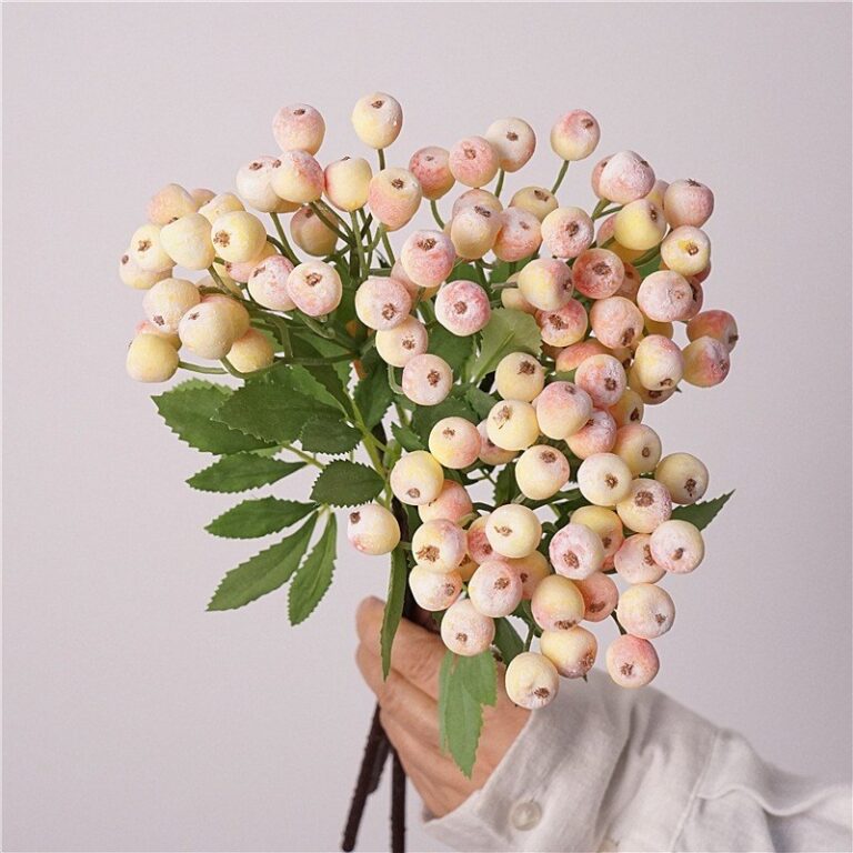 Soft Peach Faux Berry Sprays for Spring Decor