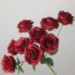 Deep red faux rose bouquet with rich layered petals for wedding decor and elegant event floral arrangement design