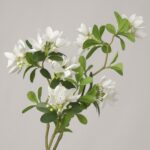 Realistic artificial white jasmine branch with open blooms, closed buds, and vibrant green leaves by NB8.