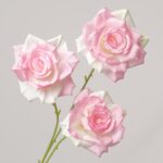 NB8 brand single stem soft pink artificial tulip with realistic green leaves and moisturizing PU texture.