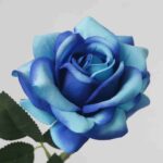 Unique blue gradient artificial rose from NB8, vibrant blue petals with realistic moisture feel.
