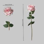 Dimension chart for a single soft pink artificial rose stem, showing a 70cm total height and a 12cm flower head diameter.