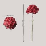 Infographic showing NB8 artificial hydrangea dimensions: 76cm (29.9 inch) total height and 20cm (7.87 inch) flower head diameter.