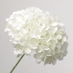 NB8Floral brand pure white faux hydrangea stem, a clean and elegant artificial flower for minimalist decor.