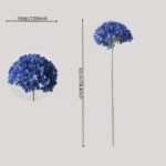 Dimension guide for NB8Floral royal blue artificial hydrangea, showing a total height of 62cm (24.4 inches) and a flower head width of 18cm (7.08 inches).