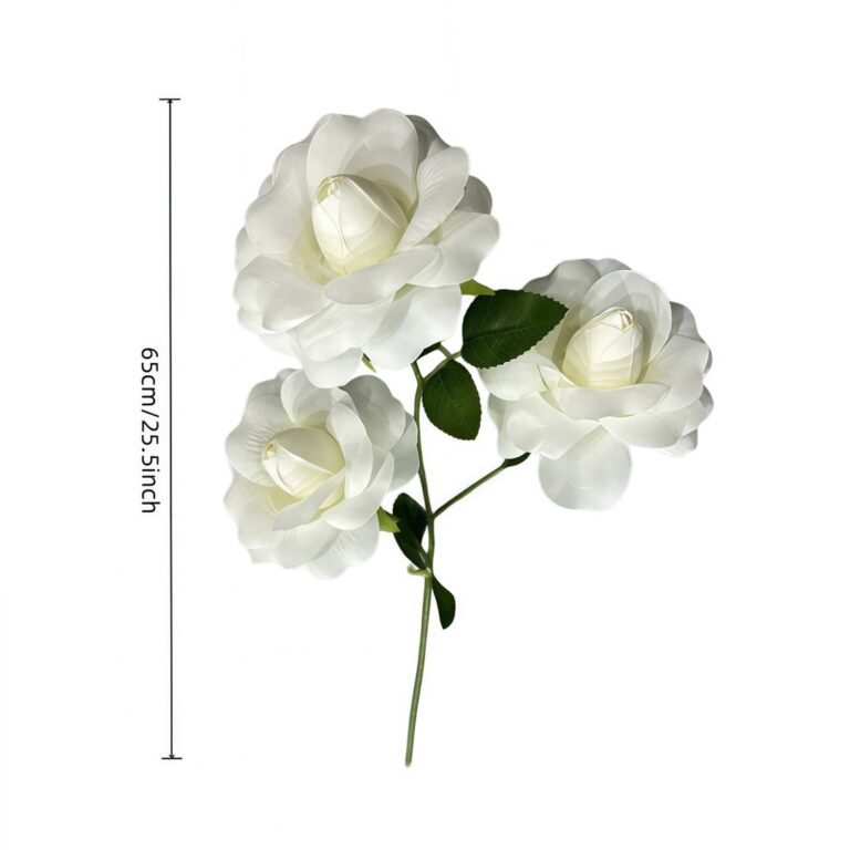 Silk-Hanging millet-YY2005: Three white camellia flowers on a stem, 65cm/25.5 inches long.