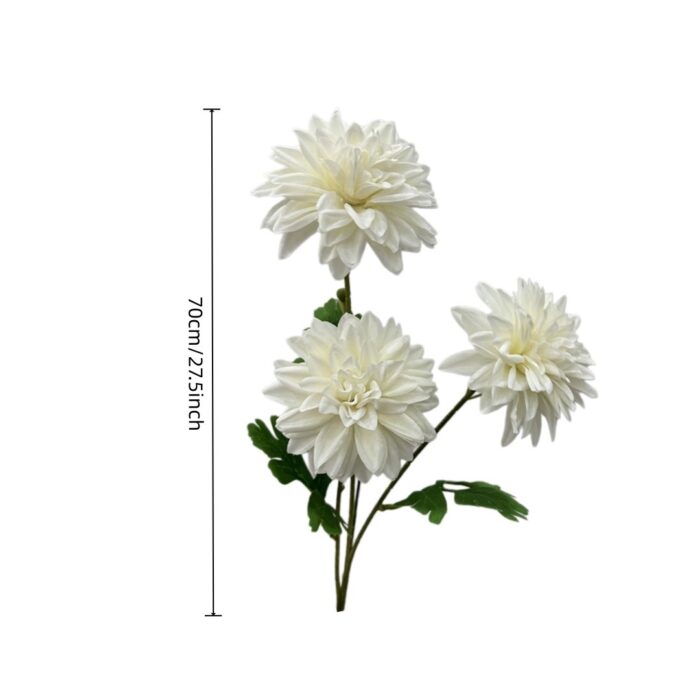 Silk-Hanging millet-YY2005: three white artificial dahlias on a stem