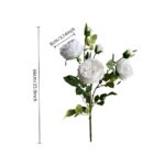 White silk roses on stem, 66cm/25.9inch long, 8cm/3.14inch flower diameter