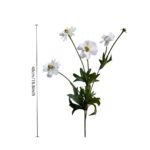 Silk-Hanging millet-YY2005: White anemone flowers on a stem, 48cm/18.8 inches tall.