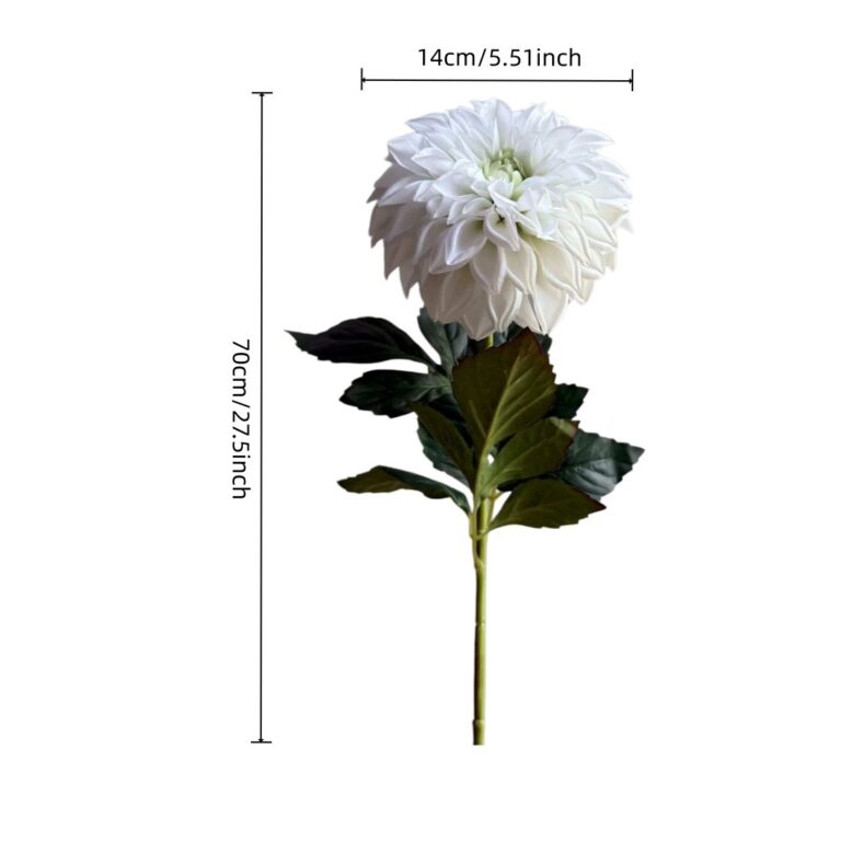 White dahlia flower stem, 70cm tall, 14cm wide. Silk-Hanging millet-YY2005.