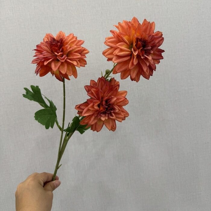 Silk Dahlia 3 Heads - YM2008 artificial flower in orange