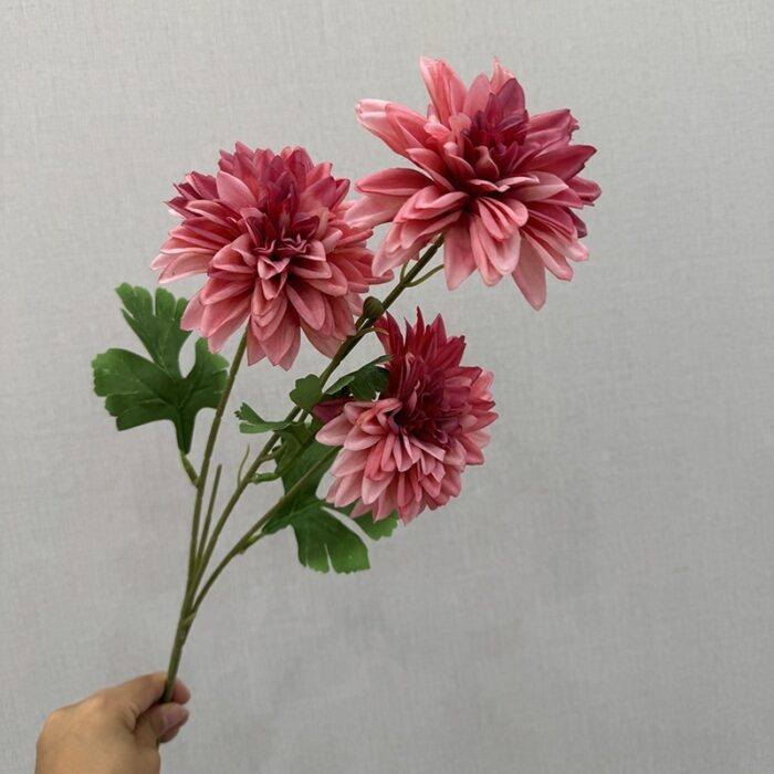 Silk Dahlia 3 Heads - YM2008 artificial flower in rose red