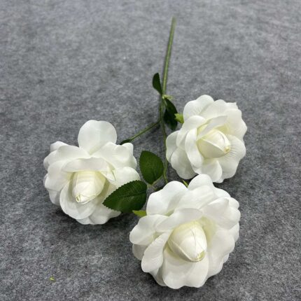 Silk Rose 3 Heads - YMALI2005 artificial flower in white