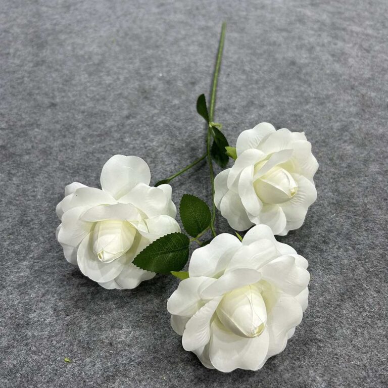 Silk Rose 3 Heads - YMALI2005 artificial flower in white