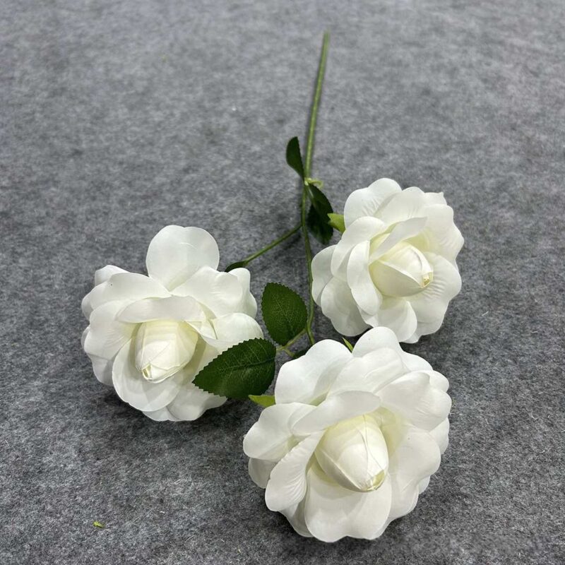 Silk Rose 3 Heads - YMALI2005 artificial flower in white