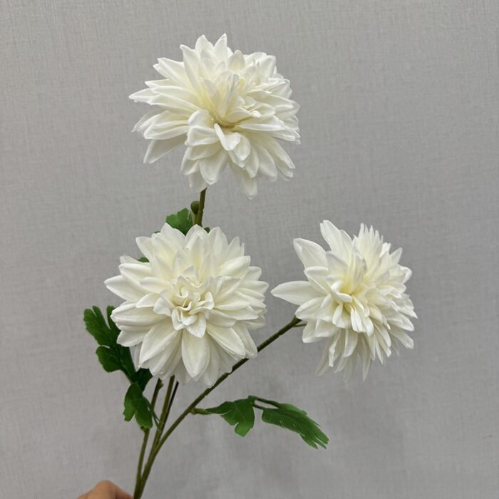 白色_4 Silk Dahlia 3 Heads - YM2008 artificial flower in white