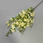 Cream silk jasmine spray with delicate blossoms and green leaves